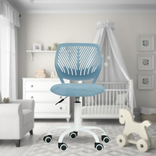 FurnitureR Vielseitiger Bürostuhl für Kinder, Arbeitsstuhl ohne Armlehnen, höhenverstellbar, drehbar, bunt, für Schule und Büro, Blau