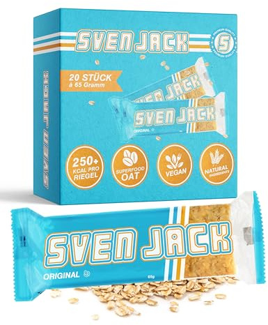Sven Jack (Energy Cake) Haferriegel Original 20x 65g I Haferflocken Energieriegel I Veganer & Laktosefreier Haferriegel I Langkettige Kohlenhydrate & wenig Zucker I Müsliriegel
