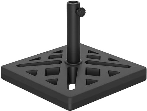 Outsunny Pied de Parasol carré 15 kg, Support Parasol en béton, Base de Parasol pour mât de Ø 32, 38, 48 mm, Design ajouré, Socle de Parasol pour Jardin Patio terrasse, 45 x 45 x 33,5 cm, Noir