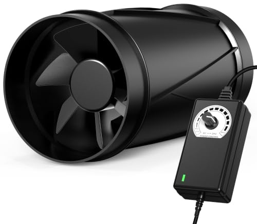Aygrochy 100mm Rohrventilator Regelbar, EC-Motor Rohrlüfter 221m³/h, Abluftventilator für für Wintergarten Growzelte Keller Garage Küche