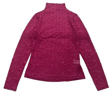 Allegra K Blusa de Encaje Floral Transparente con Cuello simulado de Manga Larga para Mujer Fucsia XL