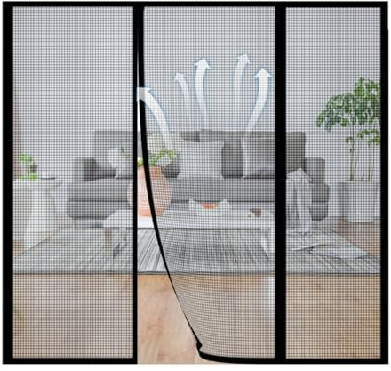 Tenda Anti-Zanzare Facile da Installare con Chiusura Automatica Zanzariera Magnetica Personalizzabile per Porte Finestre su Misura Nero 270x185cm