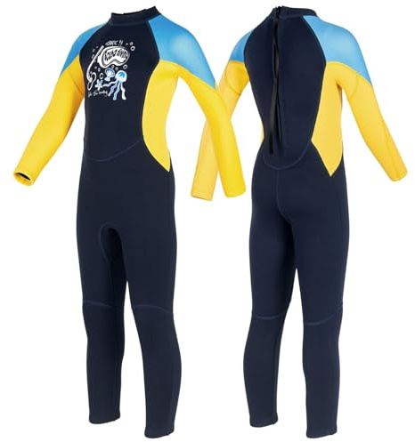 winying Boys 2.5mm Neoprene Surfing Diving Suit Kids One-Piece Wetsuit Thermal Swimsuit in in Cold Water Navy Blue 9-10 Years