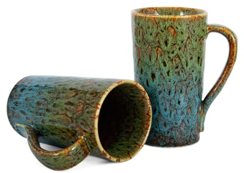 ARTKETTY 20 OZ Large Coffee Mugs, 2 PCS Coffee Cups Ceramic Tall Coffee Mugs with Handle, Unique Latte Tea Cup for Office and Home, Novelty Gifts for Men and Women
