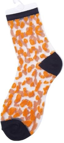 TXLEAPEY 3pairs Frühling Sommer Transparent Socken Frauen Leopard Korn Casual Atmungsaktive Socke(Color-05)