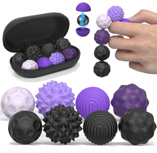 Afufu 8 stycken magnetiska fidget-leksaker, anti-stressbollar för vuxna, tonåringar, autism, kontor, magnetkulor, sensoriska leksaker, akrylbollar, silikonstrukturbollar