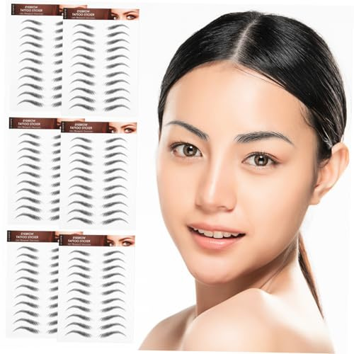 PENIKOKO 6 Bögen Abziehbare Wasserfeste Augenbrauen Tattoos Realistische Haarähnliche Augenbrauenaufkleber Temporäre Styling Aufkleber Für Frauen Schnelle Anwendung Natürlicher Look