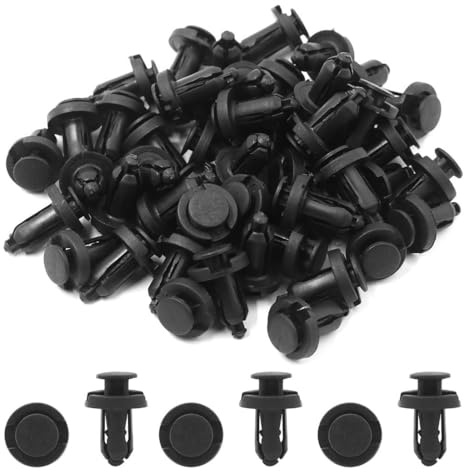 AputoXz 50 rivetti a pressione in plastica, 10 mm, per paraurti, parafanghi, pannelli laterali, colore nero