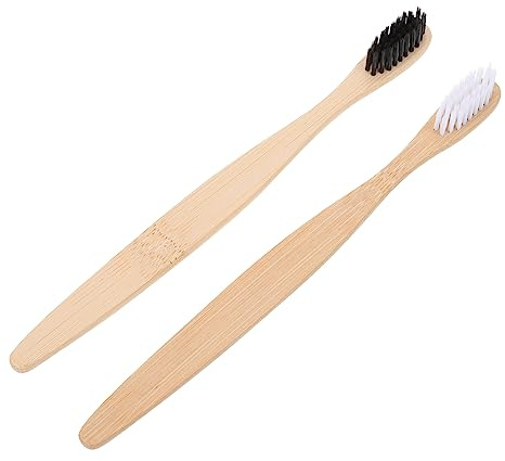 WRITWAA Spazzolino da Denti 2 Pezzi in Bambù Setole Flessibili per Adulti e Superficie Liscia Orale Quotidiana