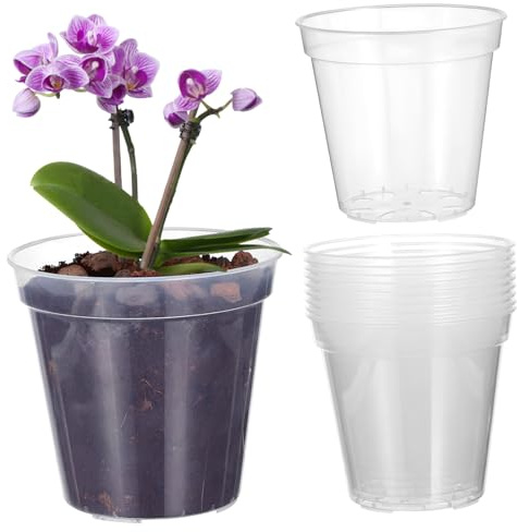 SUPVOX 10 Pièces Pots à Orchidées Transparente Plastique Lot de Pots de Fleurs avec Drainage pour Plantes Intérieur Jardin sans Soucoupe