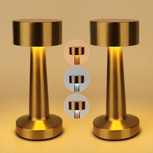 Mineup 2 Stück Touch Lampe Kabellos, LED Tischlampe Kabellos, Tischleuchte Touch Dimmbar mit 3 Modi, 2000mAh Tischlampen, Wiederaufladbar Warme Lichtfarbe Tischleuchte für Nachttisch Schlafzimmer