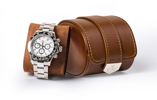 DUKWIN Watch Roll Travel Case Organizer 1 Slot - Vegan Leather Watch Box For Men & Women - Protect, Portable, Storage for Travel (Brown - 1 Slot)