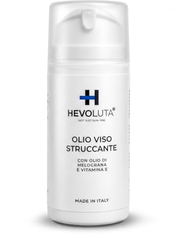 Hevoluta Flockande ansiktsolja med granatäpple aprikosolja, milt rengöringsmedel, 100 ml, för alla hudtyper, med vitamin E, tillverkad i Italien