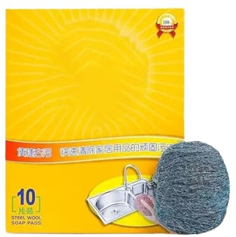 Steel Wool Scrubber, Dish Washing Soap Cleaner | Kitchen Sink Cleaner - for Home Kitchen Bathroom Sink Tile Pots Pans Bowls Plates Dish