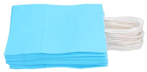 Healeved Lot de 25 Paquet en Papier Kraft Bleu Clair 15X8X21 CM avec Poignées Sachets Présents Polyvalents pour Pâtisseries Café Friandises et Emballages à Emporter pour Fêtes et
