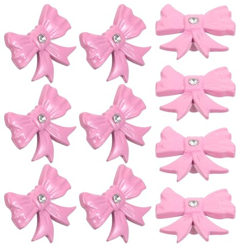 Kisangel 10 Piezas Tiradores Metálicos para Armarios Forma de Lazo Rosa Pomos de Zinc Duraderos para Cocina Muebles Infantiles Armarios y Decoración de Puertas