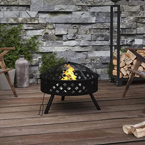 Brasero à bois avec tisonnier 58 cm XXL en acier - Pour le jardin, la terrasse et le balcon - Utilisation polyvalente