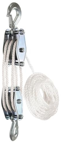 Ejoyous Heavy Duty Pulley, 270° Zinc Alloy Hook Heavy Duty Polyethylene Rope Manual Hoist with Rust Resistant Bearings for Air Conditioner Installation (1100LBS)