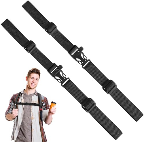 WJIAAA Cintura toracica regolabile, 2 pezzi, cinghia toracica con chiusura rapida, cinturino in nylon resistente, con fibbia per zaini, viaggi, escursioni