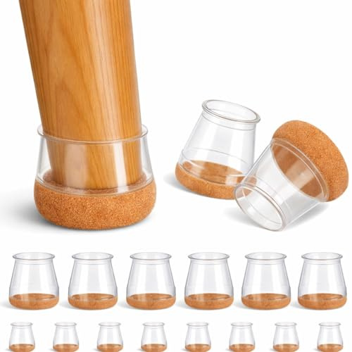 FloorSafe – 32 Gommini Universali per Sedie in Silicone e Feltrini – Tappi Piedini Antigraffio e Antirumore – Compatibili con Gambe Rotonde 32–46 mm e Quadrate 22–36 mm – Per Parquet, Laminato e Gres