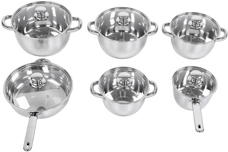 Srliya 15Pcs Stainless Steel Cookware Set Pots and Pans with Lids Shovel Spoons for Kitchen Cooking