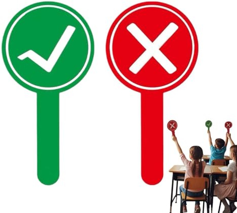 Dubbelsidig Svarspaddel Dubbelsidig Ja/Nej-Skylt I Rött Och Grönt | Handhållna Röstningspaddlar För Röstning För Klassrum, Tävling, Fest, Familj, Jury, Domare, Publik, Studenter Och