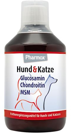 Pharmox Hund & Katze Glucosamin 500 ml | Hochdosiert | Ausgewogene Kombination aus Glucosamin, Chondroitin und MSM