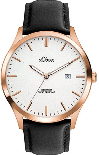 s.Oliver Herren Analog Quarz Uhr mit Edelstahl Armband SO-3479-MQ