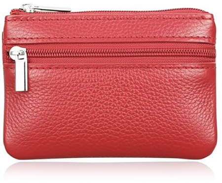 Hibate 1x Rouge Mini Porte-Monnaie Cuir pour Femme Homme Enfant Fille Garcon Coin Purse Wallet