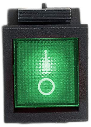 Wippschalter eckig grün beleuchtet 2-polig 250V 16A EIN/AUS Snap-In Einbaumaß 31x25mm 201A