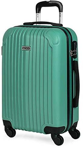 ITACA - Vagn resväska, 50 cm, hytt, ABS. Handbagage. Stel och lätt. Teleskophandtag, 2 handtag och 4 hjul. Lågprisflyg Ryanair Vueling, Mint grön