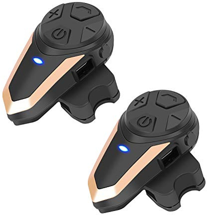 BETOWEY Motorcykel intercom hjälm bluetooth headset med mikrofon BT-S3 motorcykel kommunikationssystem hjälm handsfree hörlurar FM-radio - 2-pack, guld
