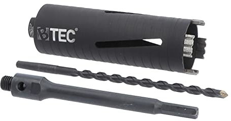 Premium Diamant Bohrkrone Beton Nutzlänge 180 mm, Sechskant lang (200mm) Aufnahme und Zentrierbohrer 62 mm