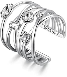 Brosway Anello Donna, Anello a Fascia in Ottone e Cristalli | Collezione Affinity - BFF124B