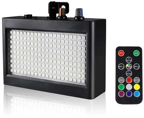 EcoStrobe Stage Strobe Light, Super Bright Flash Stage Lighting, Sound Activated and Speed Control White Strobe Light, Flash Party Lighting for Wedding, Xmas, Birthday, Club, DJ (180LED)