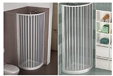 Box Doccia in PVC SEMICIRCOLARE 80 x 80 cm H 185 cm mod. GIOIA, Bianco, cabina doccia con apertura laterale con una anta a soffietto, riducibile