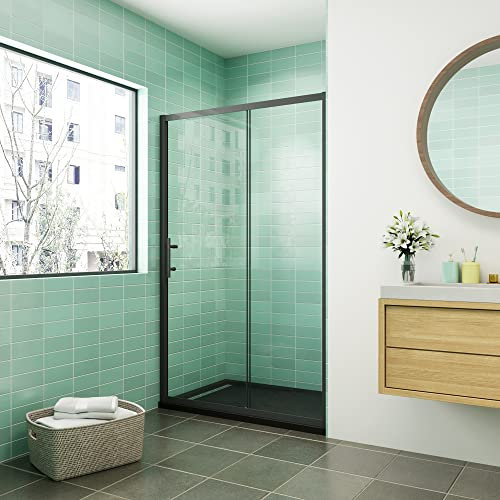 Mampara de Ducha Corredera Frontal Cristal Templado 5 MM Perfil Negro Mate Altura 120x185CM