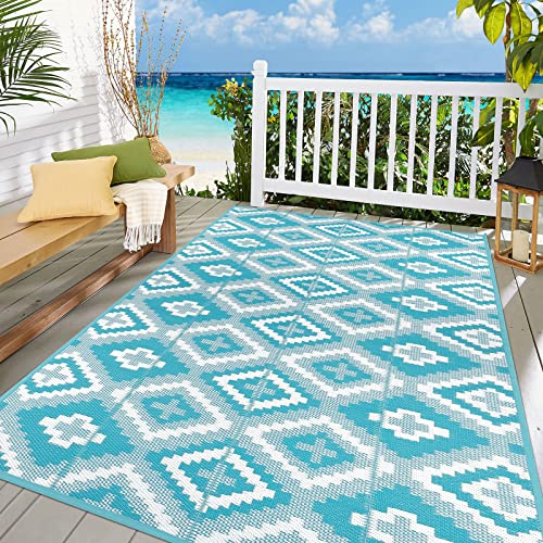 Enyhom Grand Tapis de Pique-Nique tissé Durable et Pliable en Plastique recyclé résistant aux UV pour Jardin, Porche, terrasse - 150 x 240 cm