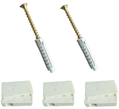 Lampen Abzweigdose Montageset Schrauben & Dübel Leuchtenklemmen für Kabelabdeckung Decke Abdeckdose Verteilerdose Baldachin weiß superflach (1x Montage - Set)