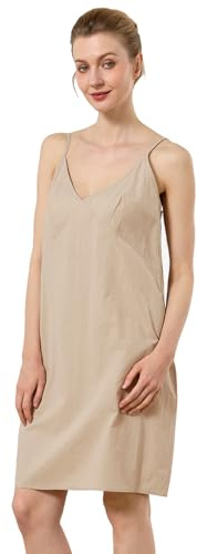 BEAUTELICATE Women's Slips Dress V-Neck Short Full Slip 100% Washed Cotton Underdress Summer Straight Spaghetti Strap Nightdress Nghtie Chemise White Black Nude