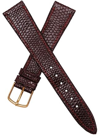 Dcasmo group Correa Reloj de Piel Legitima Grano Lagarto Granate 18 mm para Hombre New Old Stock 1970 - Pulsera Original Vintage - Strap Bracelet de Relojeria Antigua Tradicional