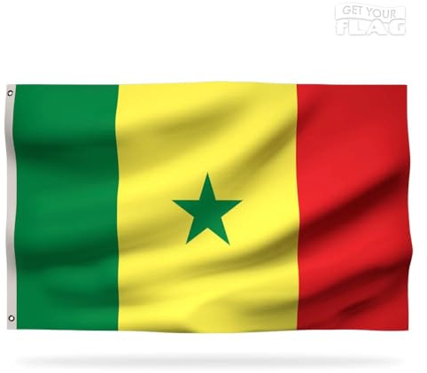 Drapeau Sénégalais Premium 150x90cm - Drapeau du Sénégal Résistant et de Haute Qualité avec 2 œillets métalliques - Soyez fier de vos couleurs !
