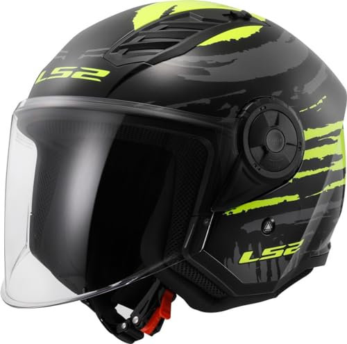 LS2, Jet-Motorradhelm Airflow II Brush Black Yellow, XL