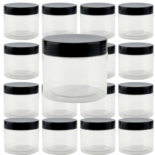 MAHIONG 24 Pack 100ml Clear Plastic Jars with Lids, 3.4oz Leak-Proof Food Storage Jars, Small Empty Containers for Herb, Spices, Sweets, Cosmetic, DIY Crafts