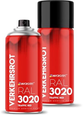 MICROTEC® Sprühlack | 400ml | hochwertiges Acryllackspray | matt oder glänzend | Sprühfarben für Metall, Holz, Kunststoff u.v.m. | große Farbauswahl (Rot matt - RAL 3020)