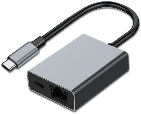 RUIZHI Adaptador de Carga USB-C/Ethernet para Chromecast (hasta 100 W de Potencia), USB C a RJ45 Ethernet 1000 Mbps para Chromecast, teléfono, Mac-Book Air, Mac-Book Pro y Windows.