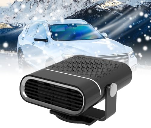 Riloer Chauffage de voiture 12v 150W, anti-buée et dégivreur, Dégivreur de voiture avec prise allume-cigare rotative à 360 ° pour camping car van truck