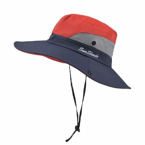 Clgorm Gipfelfreund Sonnenhut Damen, Faltbar Mit Breiter Krempe Und Uv-Schutz Gipfelfreund Sonnenhu für Den Außenbereich (DE/NL/SE/PL, Alphanumerisch, M, L, Two-Color-red)