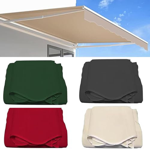 Markisenbespannung, Markisentuch, Ohne Rahmen, Mit UV-Schutz Sonnenschutz, Sonnenmarkise, Volant Markisenbespannung Sonnenschutz Ersatzstoffe, Grün/Rot/Grau/Beige, 2/3/4/5/6/7m(Beige,(8.2x6.5ft)2.5x2m