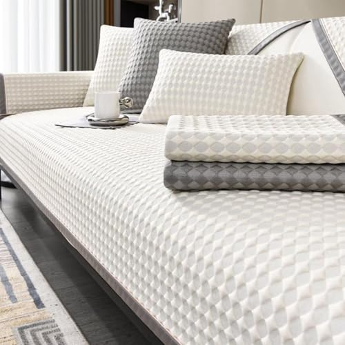 Bettschlange Sofadecken für Sitzfläche, Sofa Überzug, Sofadecke rutschfest, Sofaschoner Sitzfläche, Decke für Sofa Sitzfläche, Couch Schoner Auflage,Weiß,70x180cm